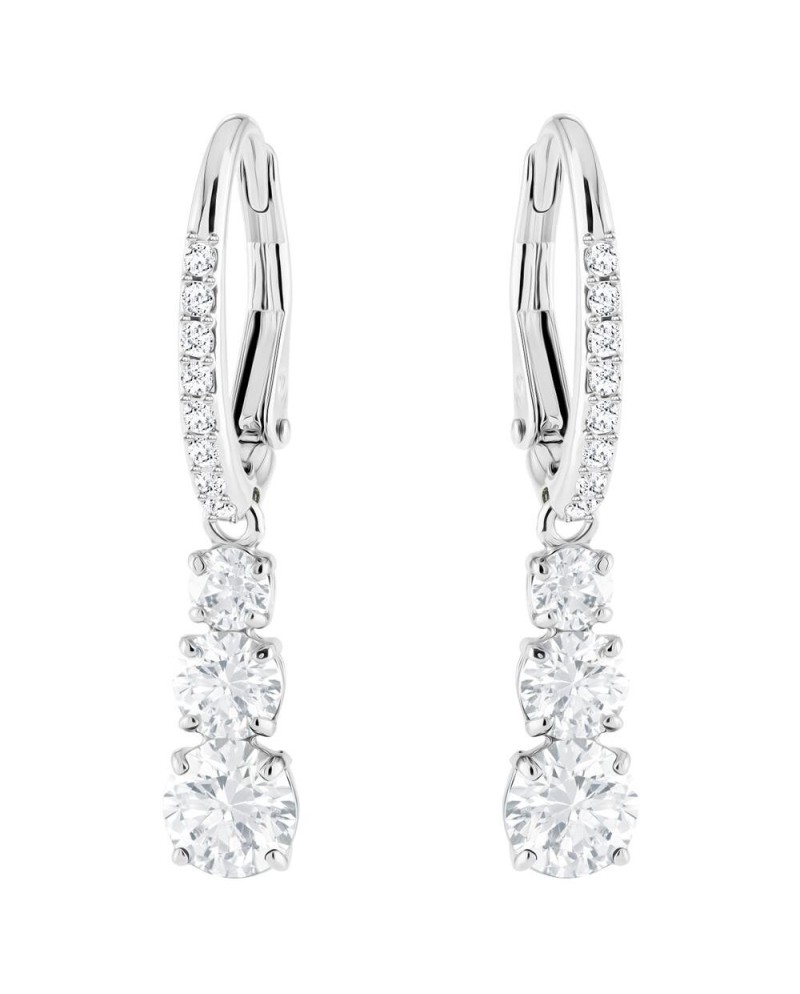 Boucles d'oreilles Swarovski 5416155 Attract Trilogy Round, blanc, plaqué rhodium